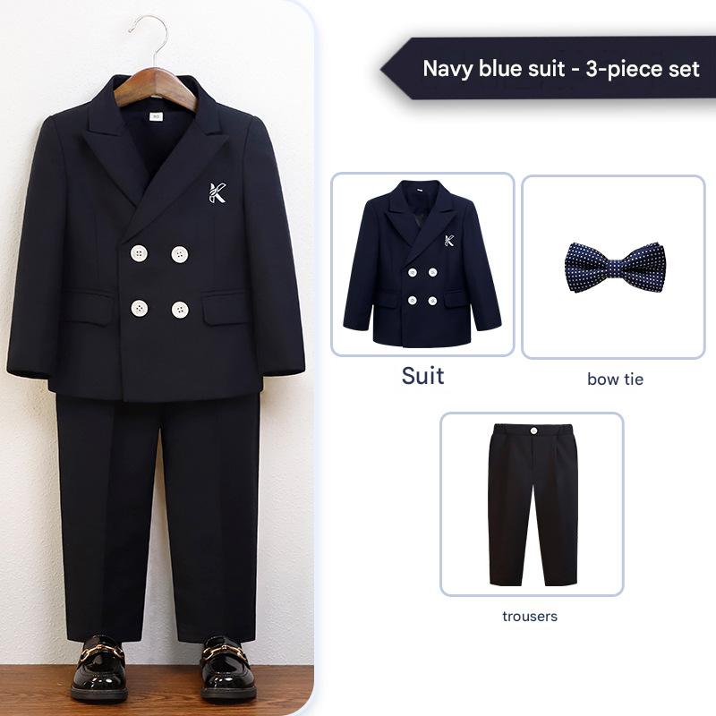 Navy blue jacket 3-piece set (jacket   trousers   bow tie)