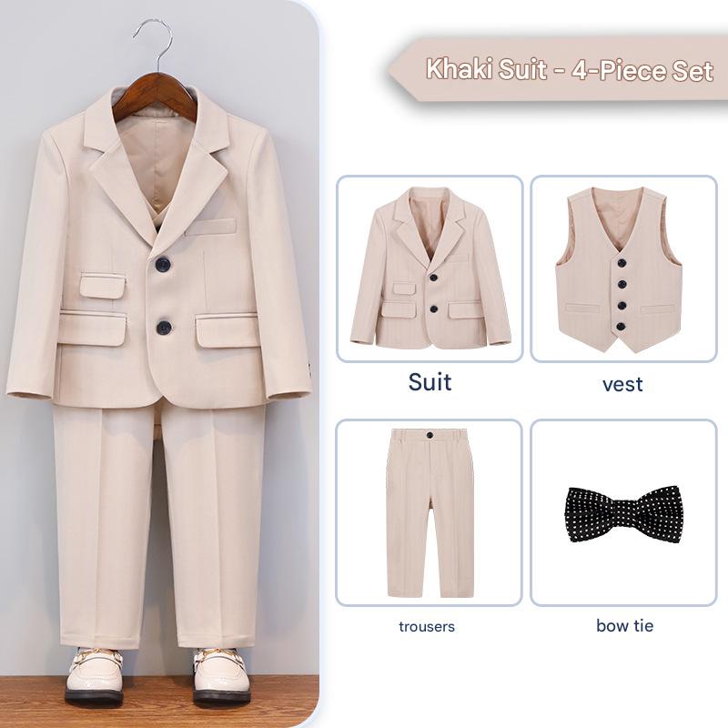 Khaki 4-piece set (jacket   vest   trousers   bow tie)