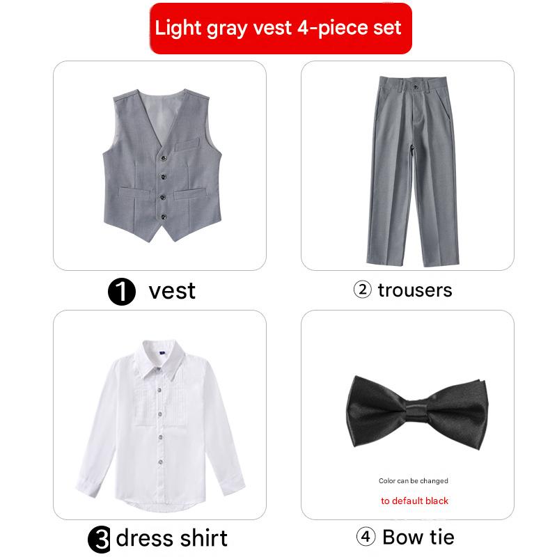 light gray vest four-piece]