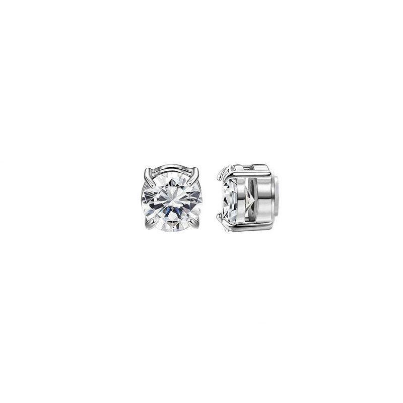 1:Silver with round white zirconium 1 pair