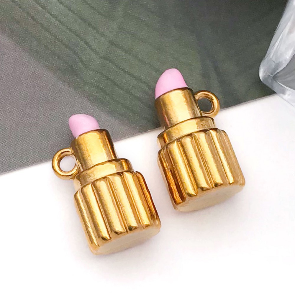 1:dripping oil pink three-dimensional lipstick pendant 8*15*8mm hole 1.5mm-