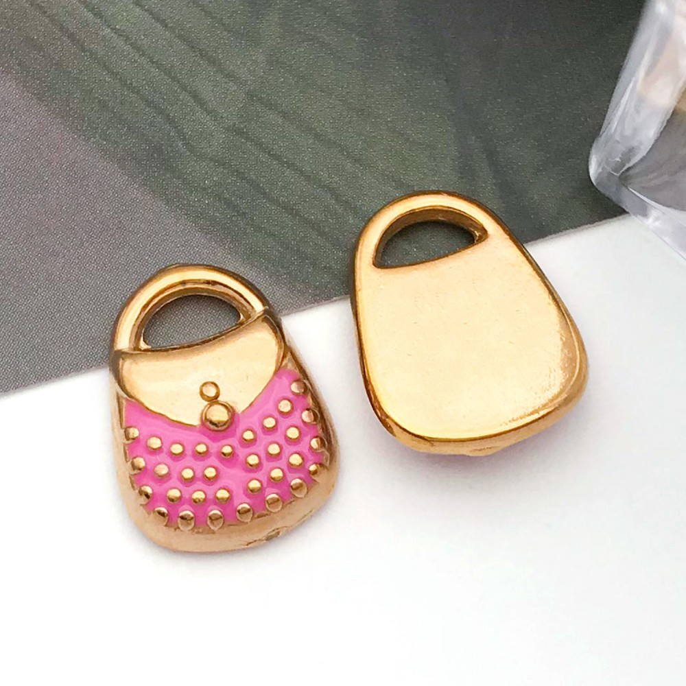 2:enamel pink oil dripping handbag bag single side 14*11*3mm hole diameter 3mm