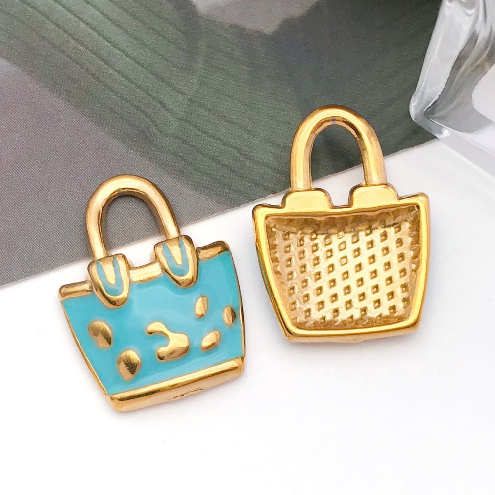 3:enamel blue oil dripping handbag bag single side 16*21**4mm hole diameter 6mm