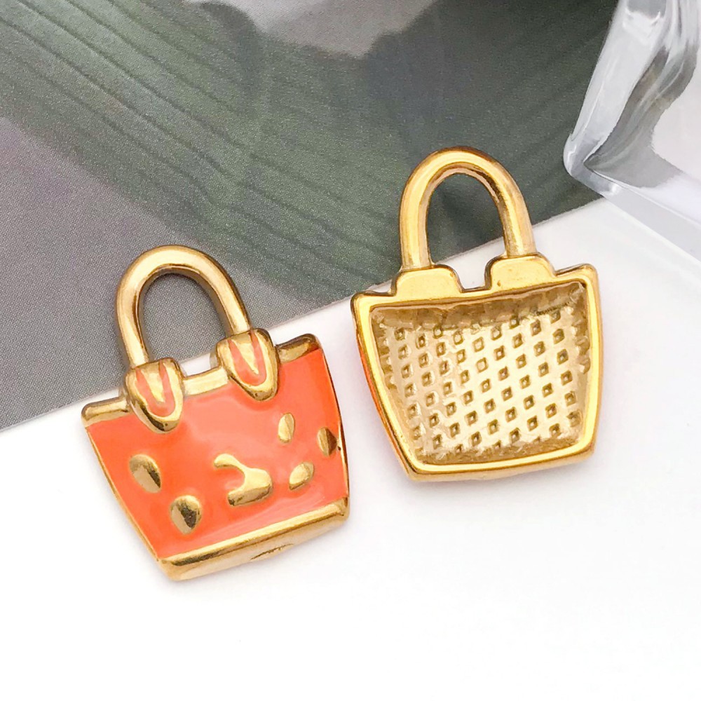4:enamel orange oil drop handbag bag single side 16*21*4mm hole diameter 6mm-