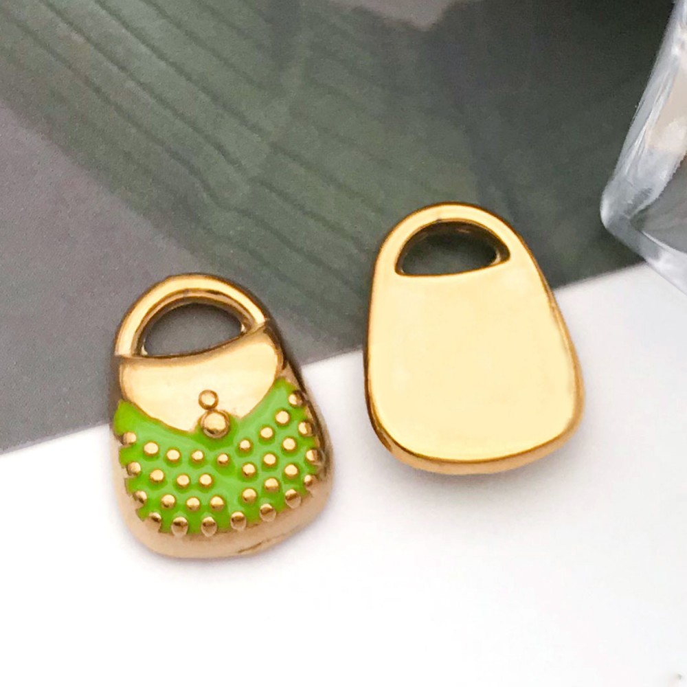 5:1 stainless steel enamel green oil dripping handbag bag single side 14*11*3mm hole diameter 3mm