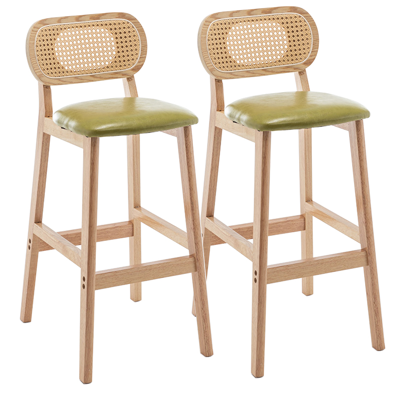 wooden frame grass green leather seat cushion