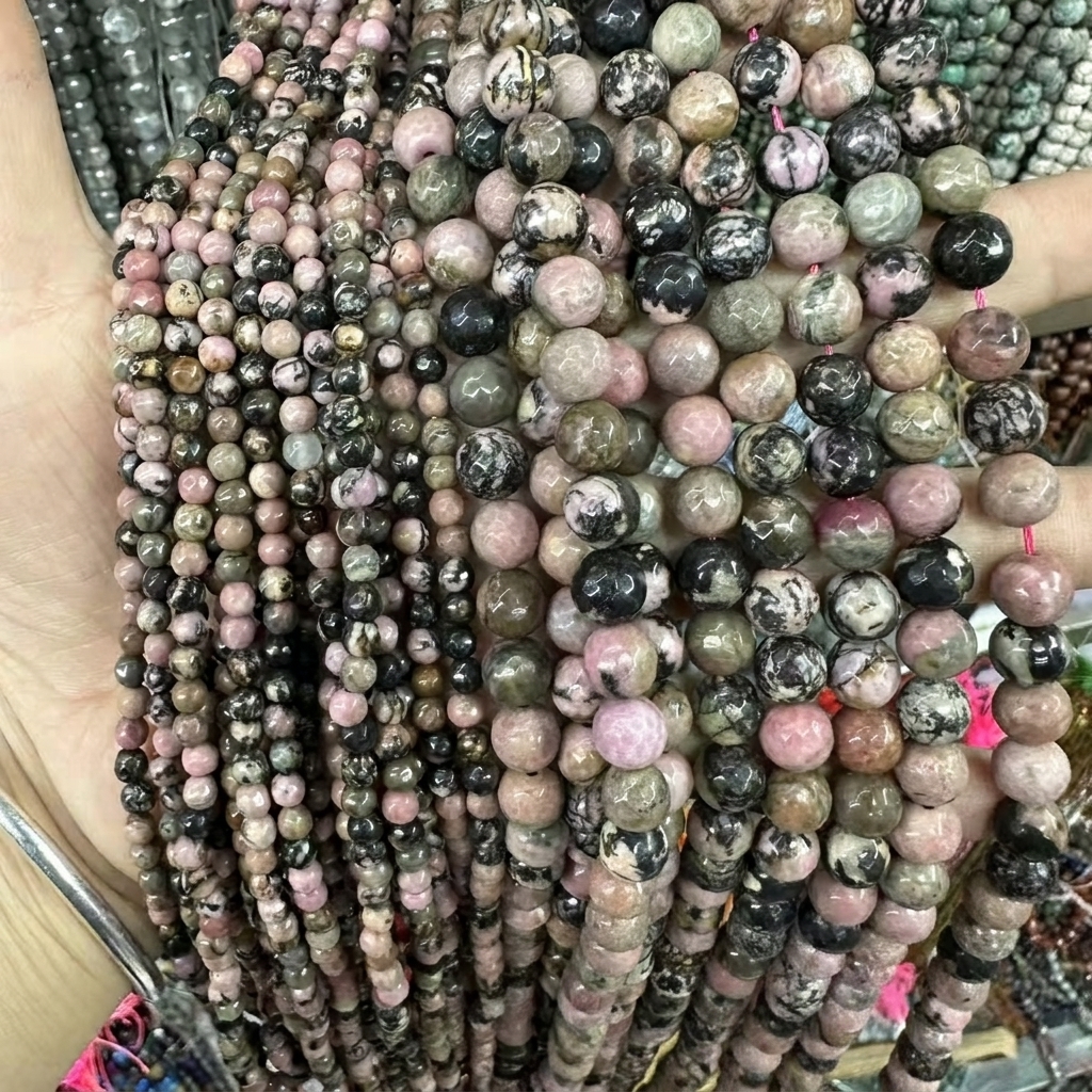 black lace Rhodonite 4mm