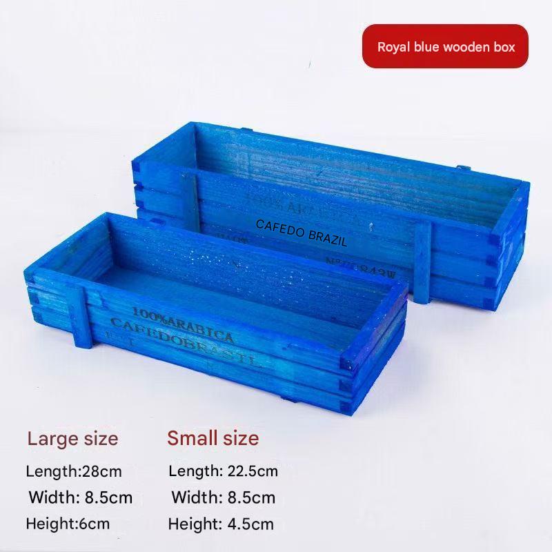 Royal blue wooden box 28x8.5x6cm