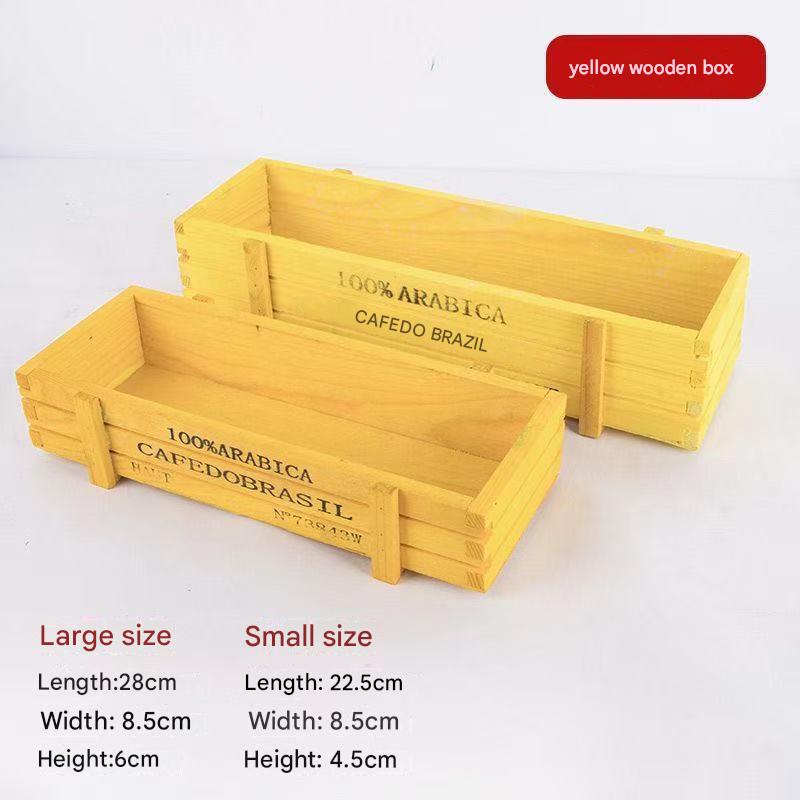 Yellow wooden box 28x8.5x6cm