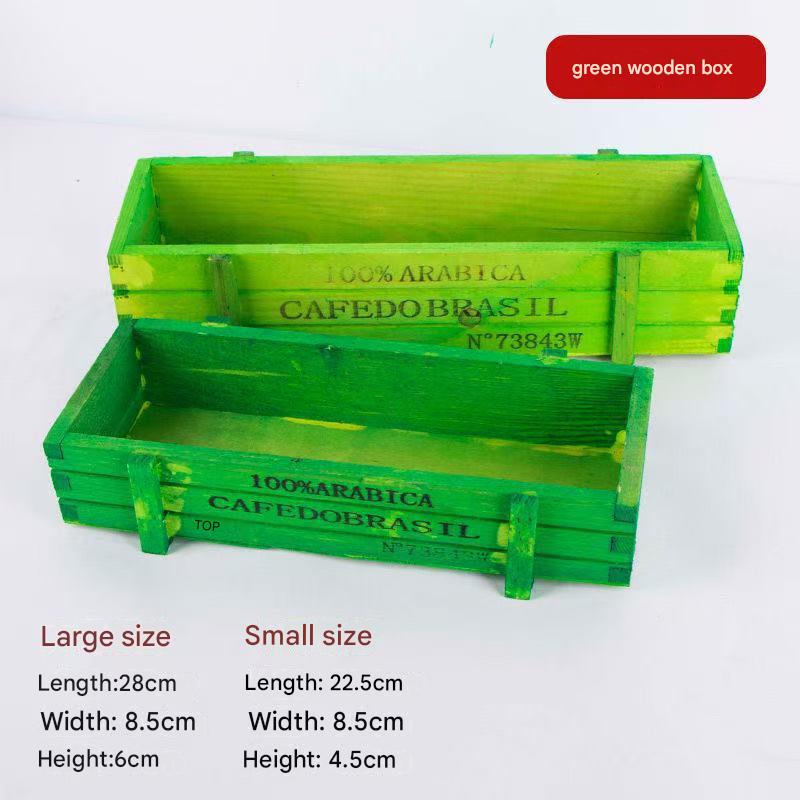 Green wooden box 28x8.5x6cm