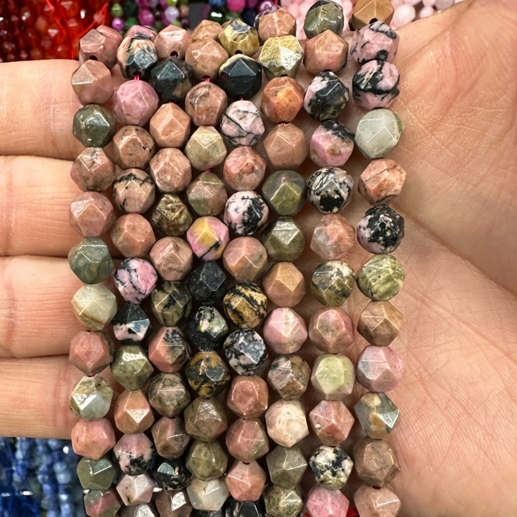 black lace Rhodonite 6mm