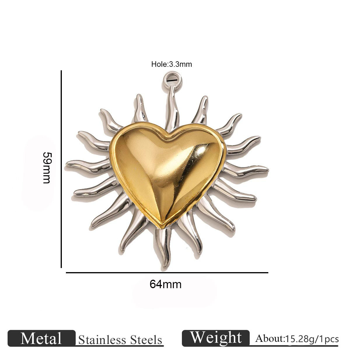 1:Golden heart sun pendant