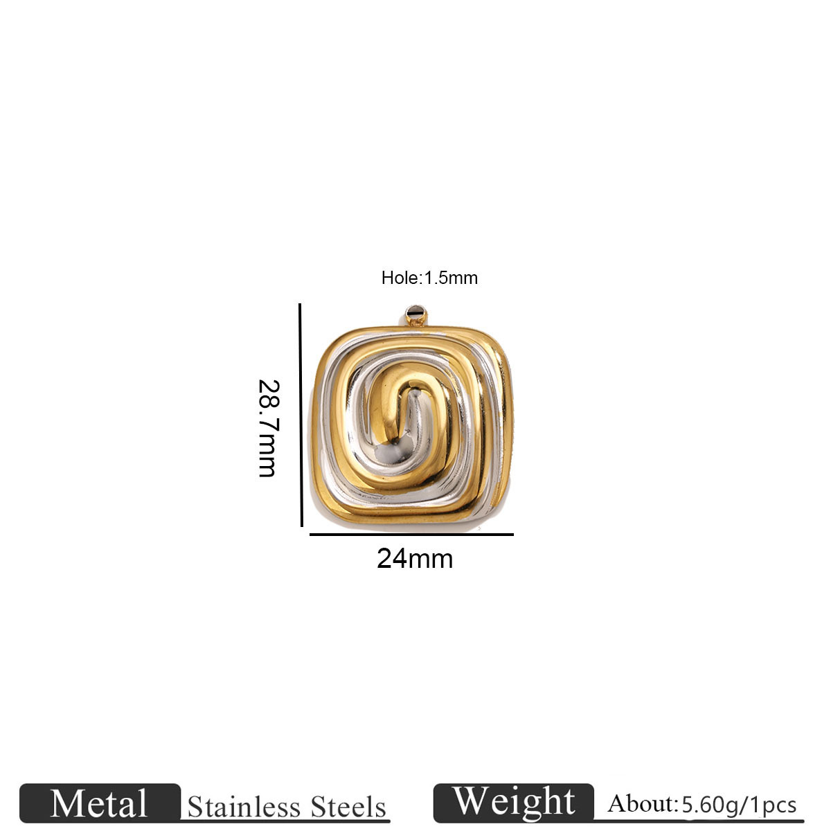 6:Golden square spiral pendant
