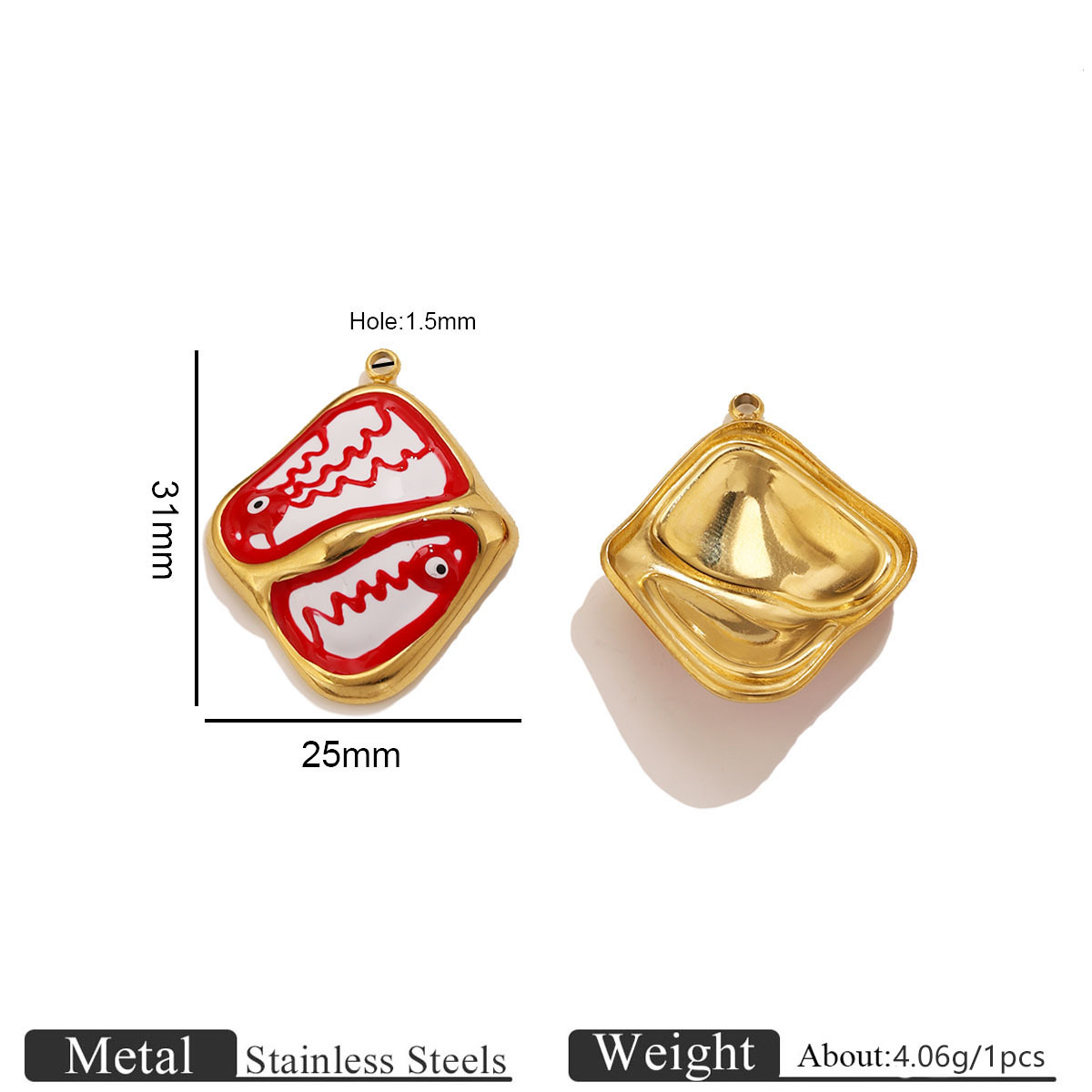 1:Gold rhombus eye oil drop pendant - red