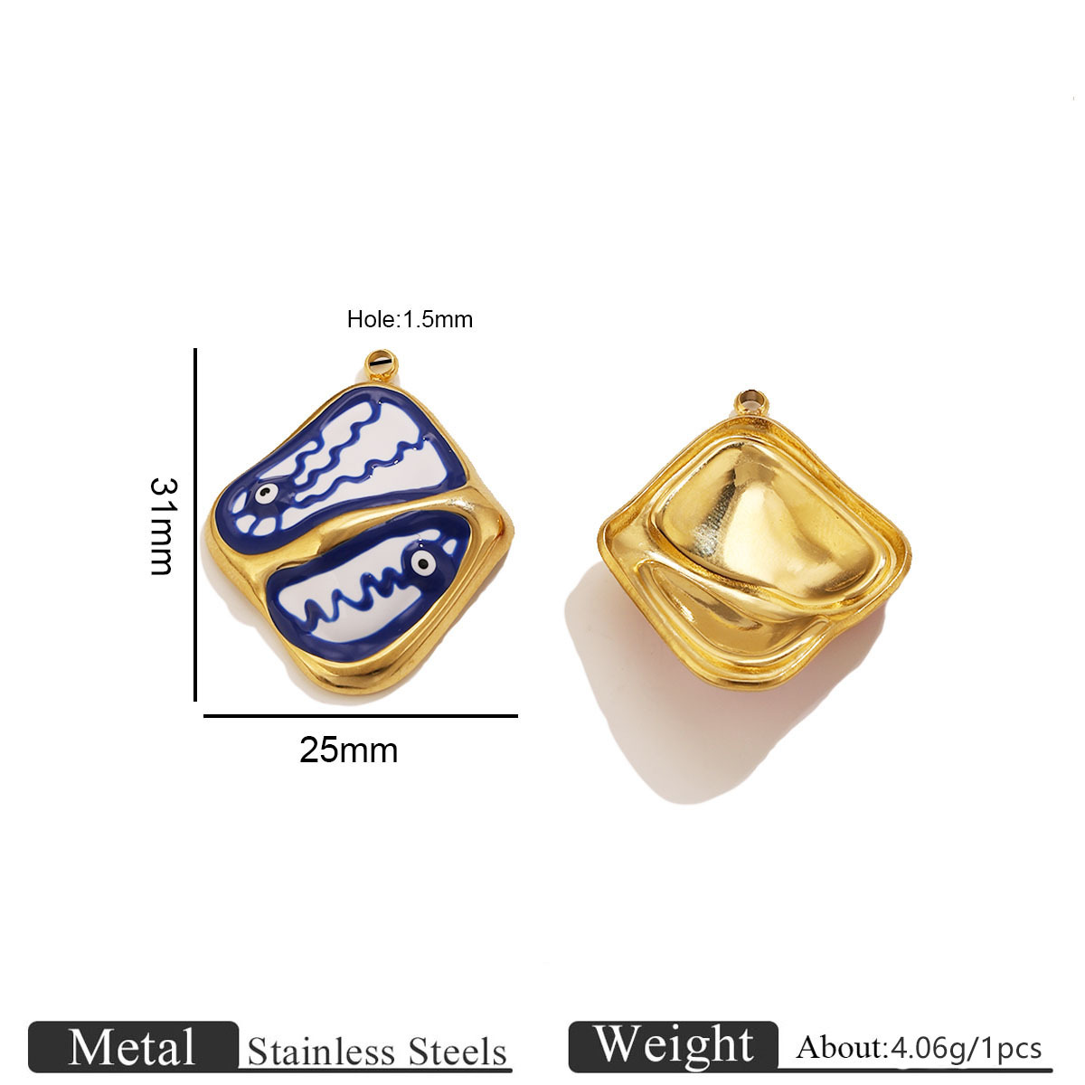 2:Gold rhombus eye oil drop pendant - royal blue