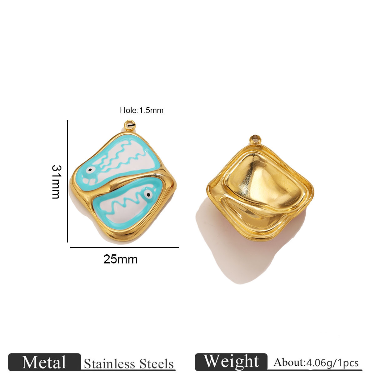 3:Unique golden rhombus eye oil drop pendant-light blue