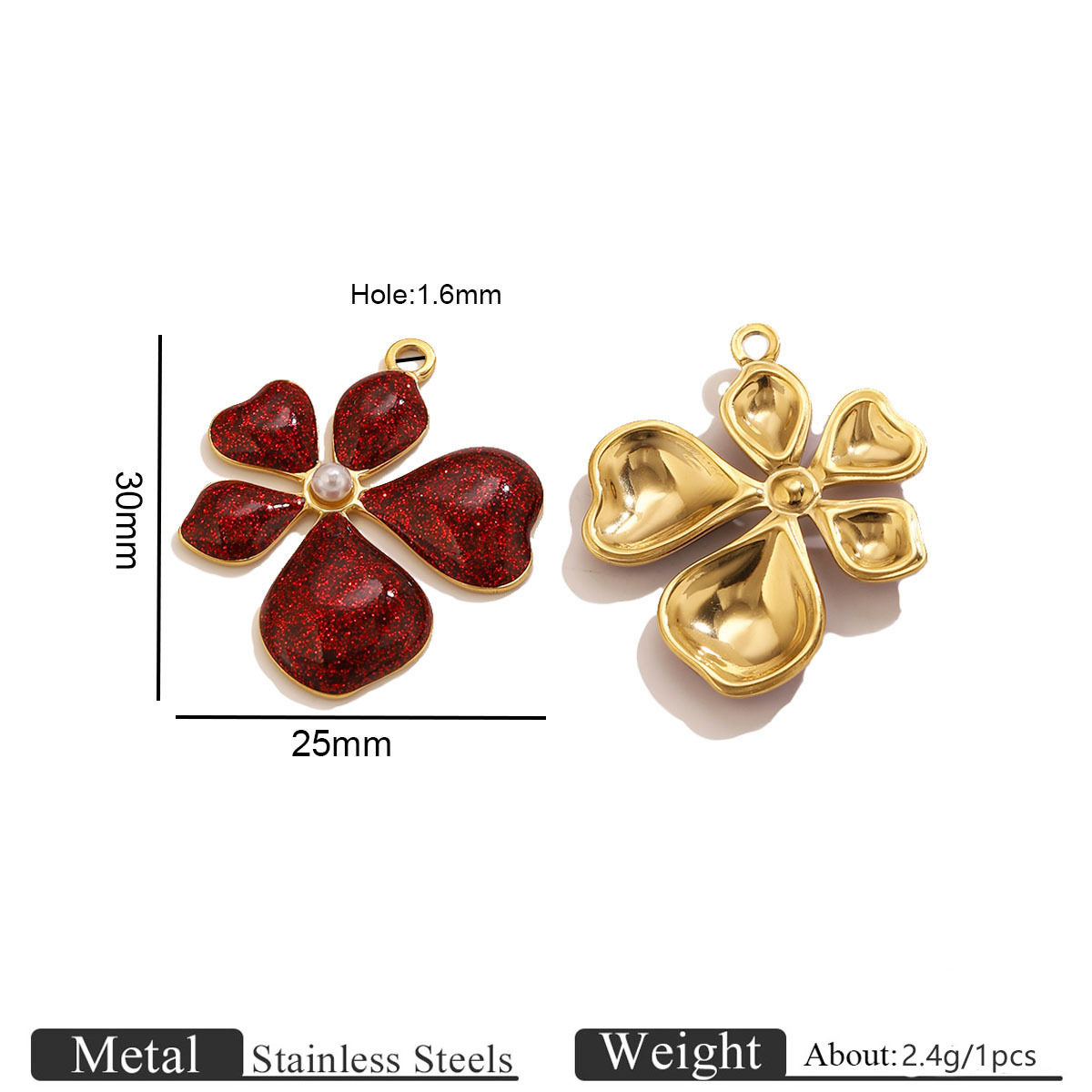 1:Flower pearl oil drop pendant-red