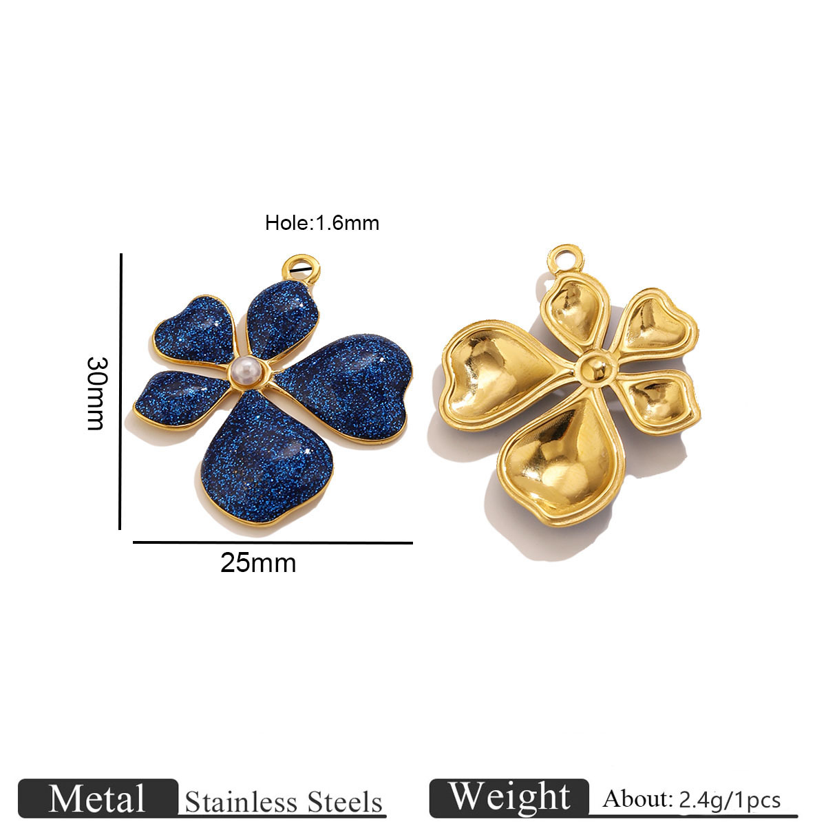 3:Flower pearl oil drop pendant-royal blue