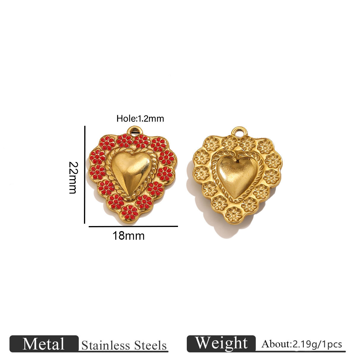 2:Golden lace love pendant-red