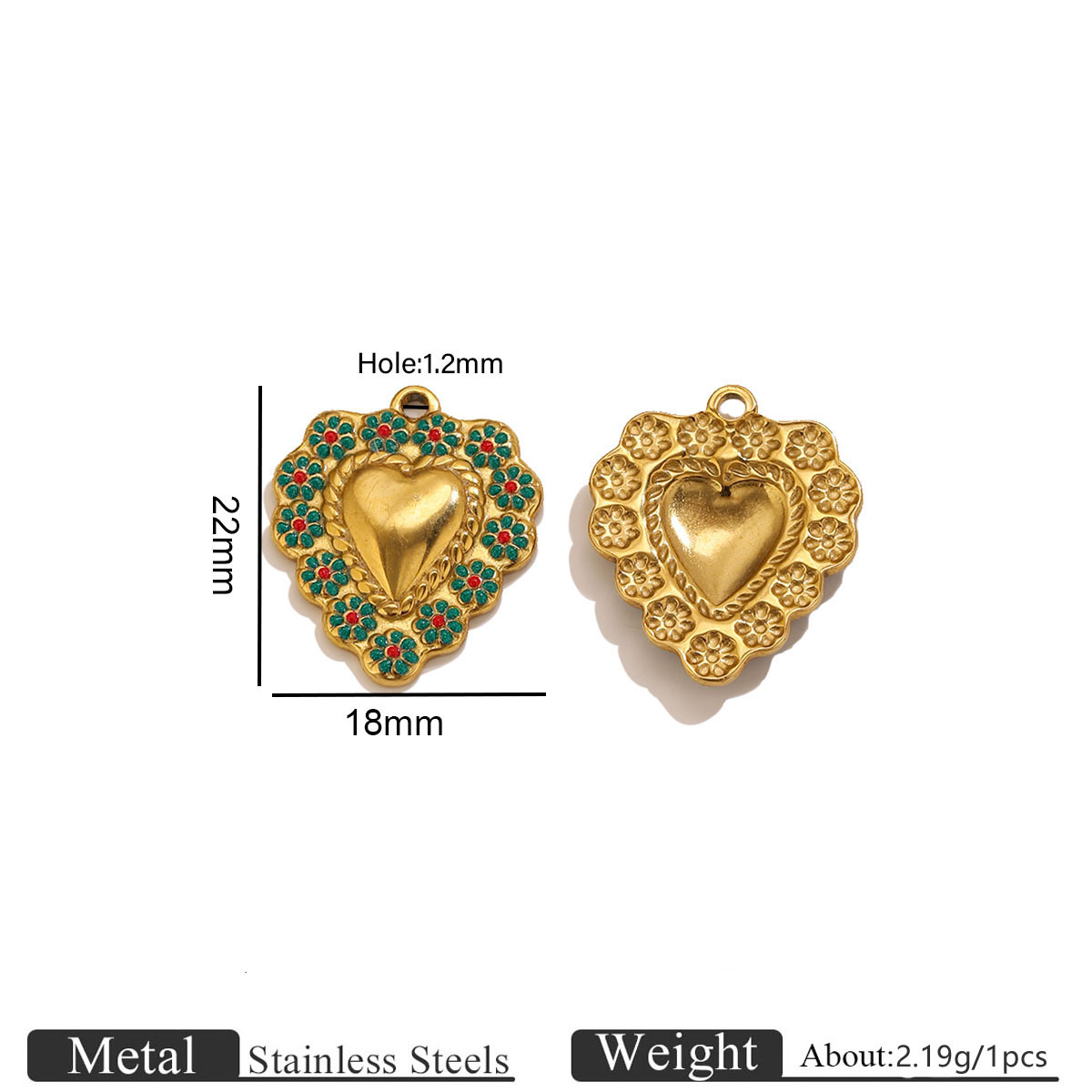 3:Golden lace love pendant-green