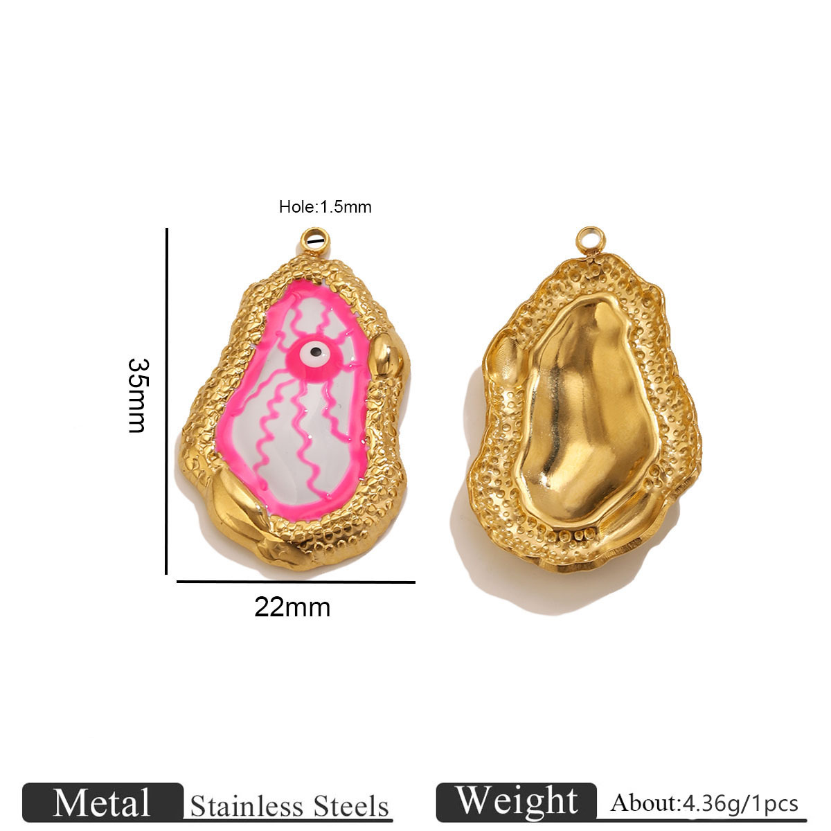 1:Gold ripple eye oil drop pendant - pink