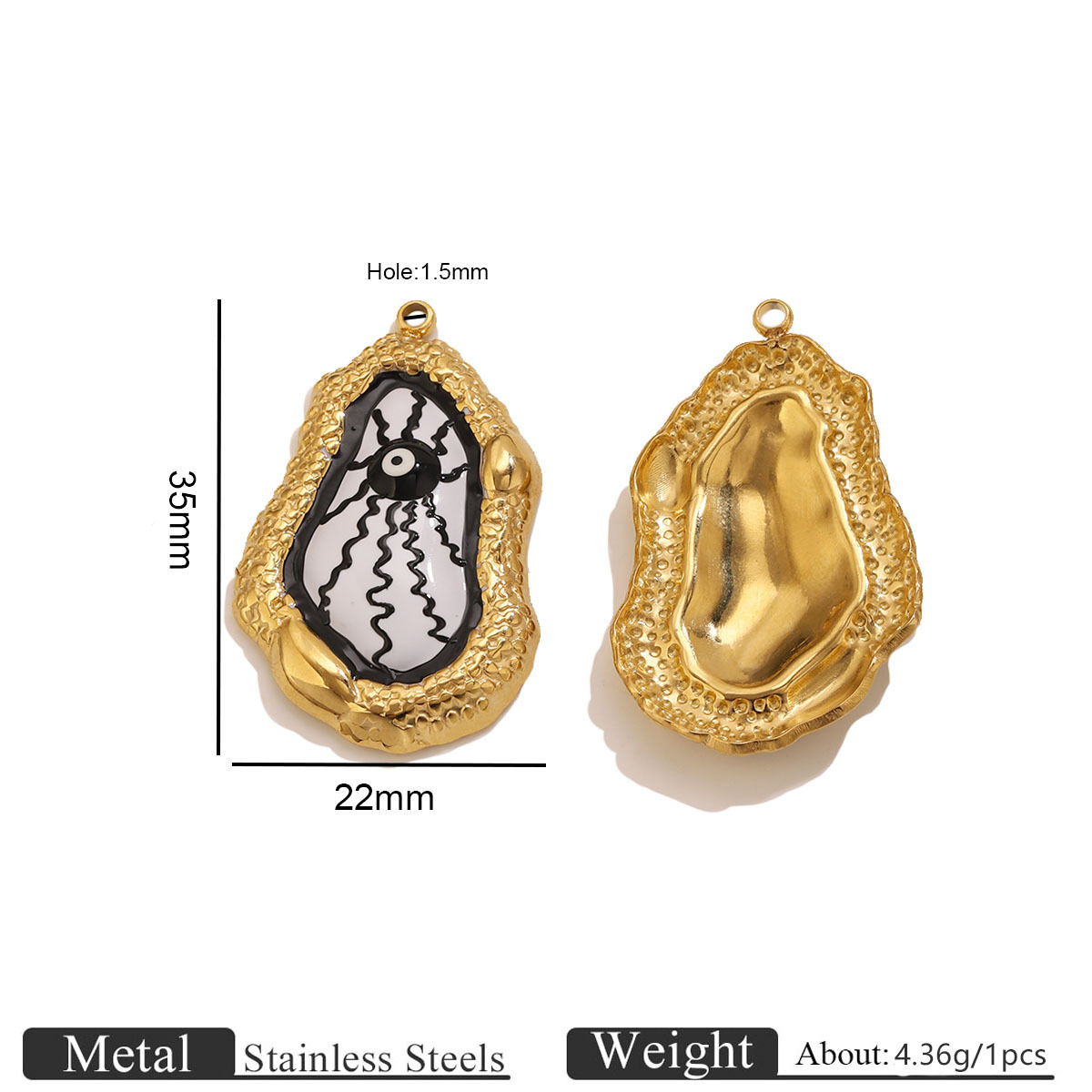 2:Gold ripple eye oil drop pendant - black