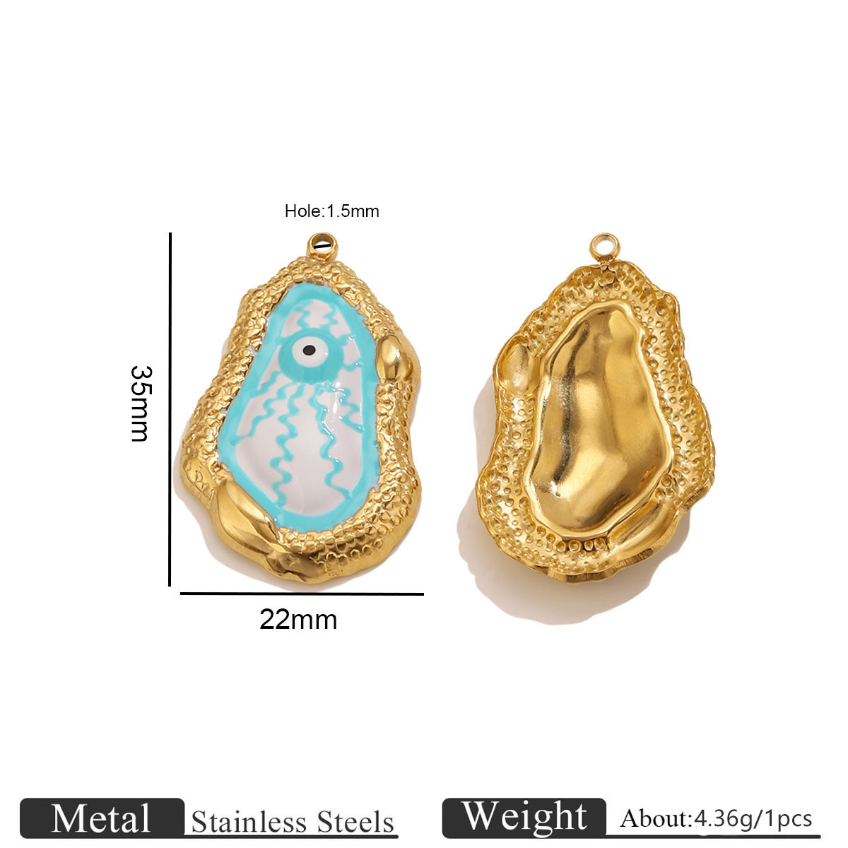 3:Gold ripple eye oil drop pendant - blue