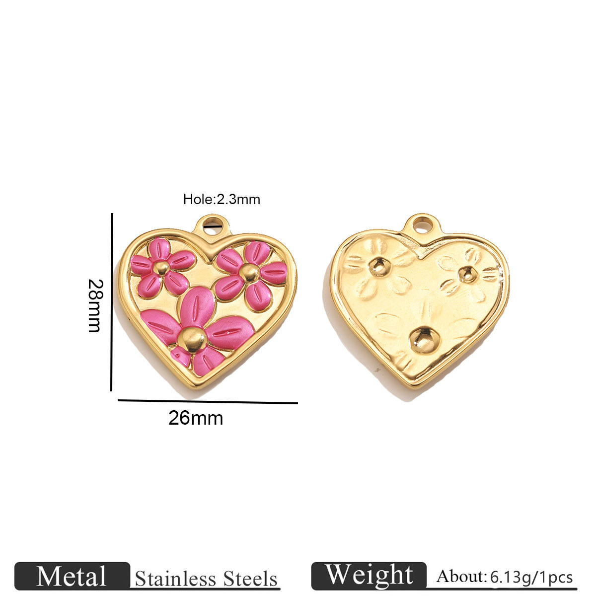 1:Golden love flower oil drop pendant-rose red
