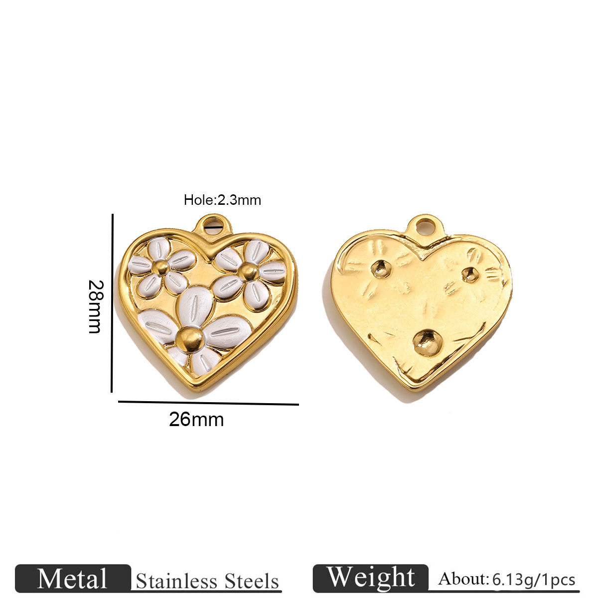 2:Golden love flower oil drop pendant-white