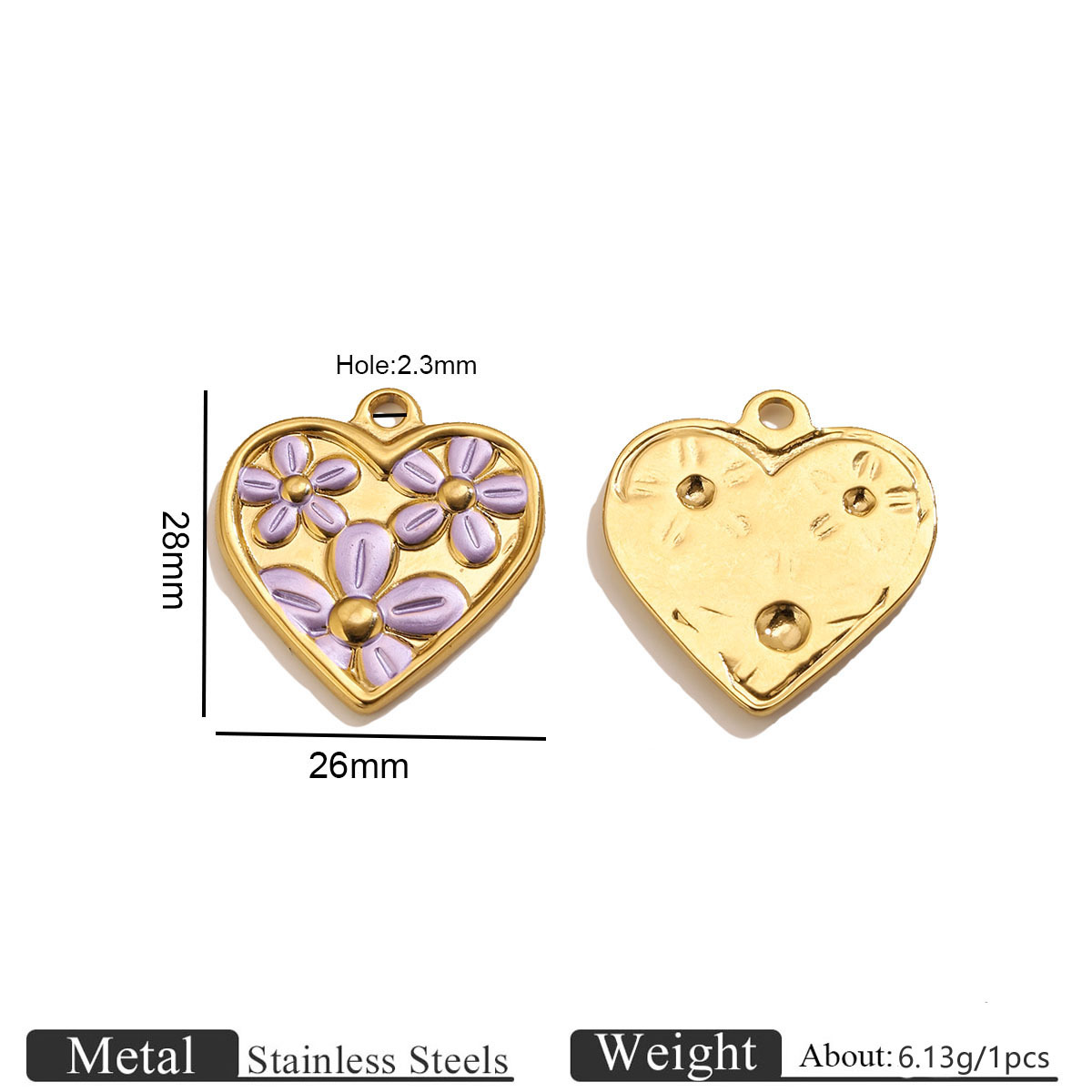3:Golden love flower oil drop pendant-purple