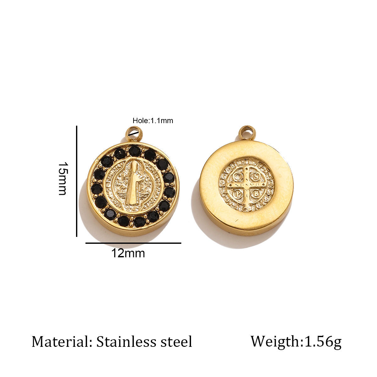 3:Gold round diamond medal-black