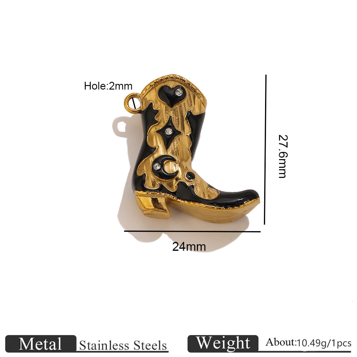 3:Oil dripping white diamond boot pendant-gold