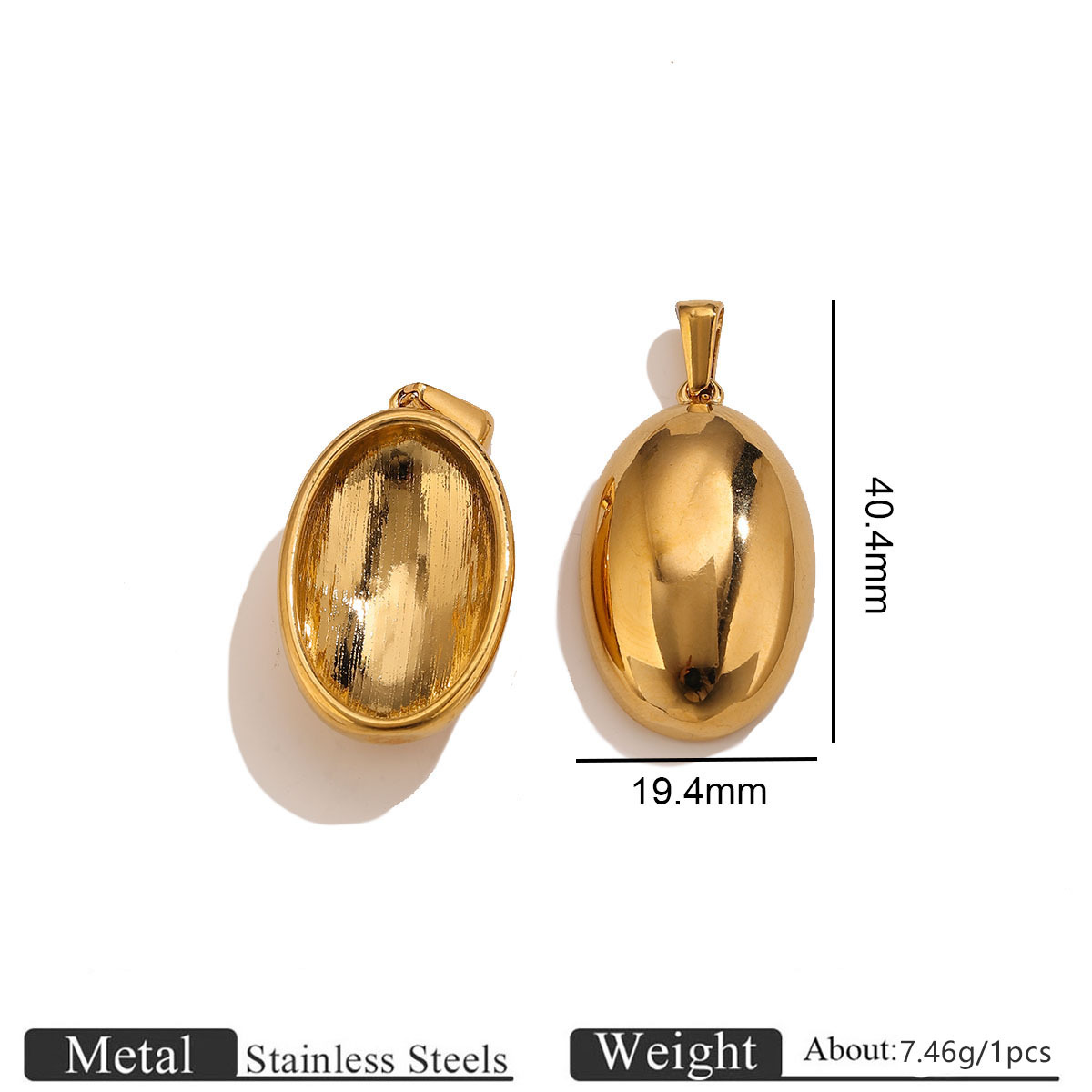 1:Golden glossy pendant-oval