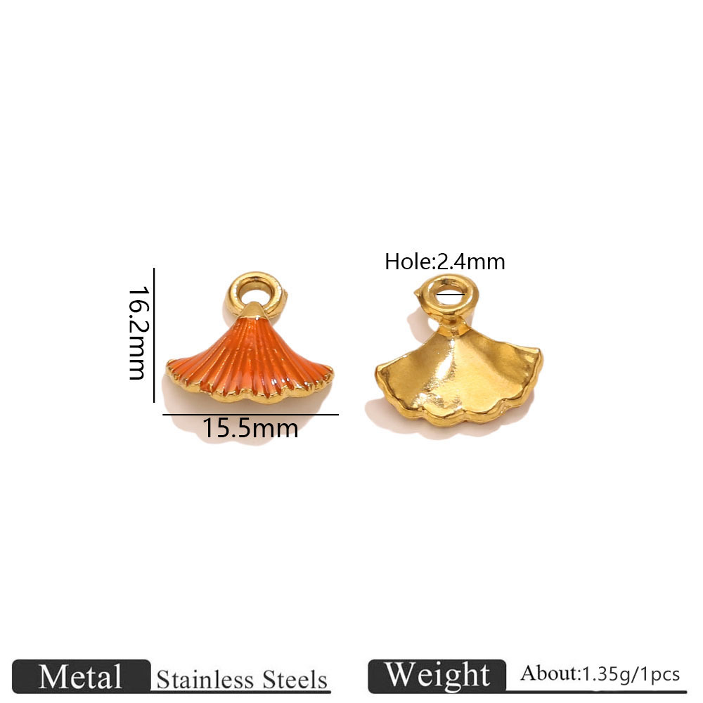 6:Golden ginkgo leaf oil drop pendant - orange
