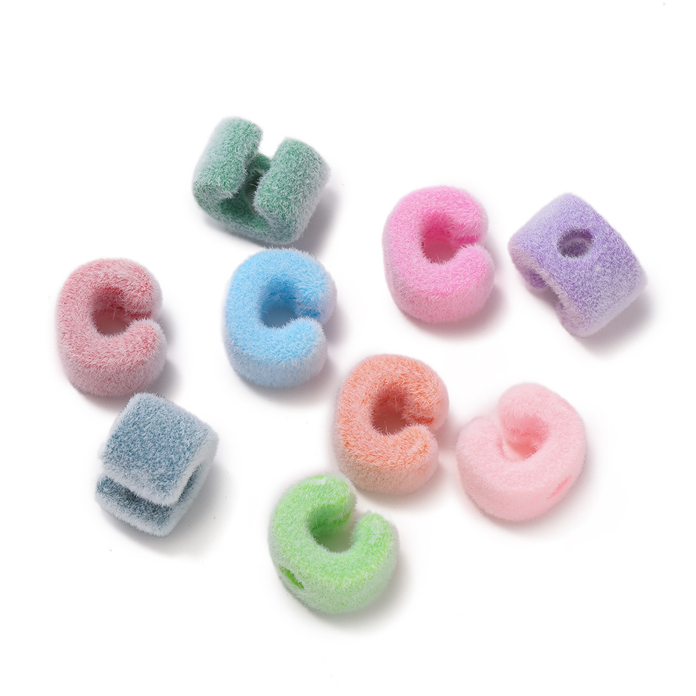 3:Acrylic flocked letter large hole bead - c