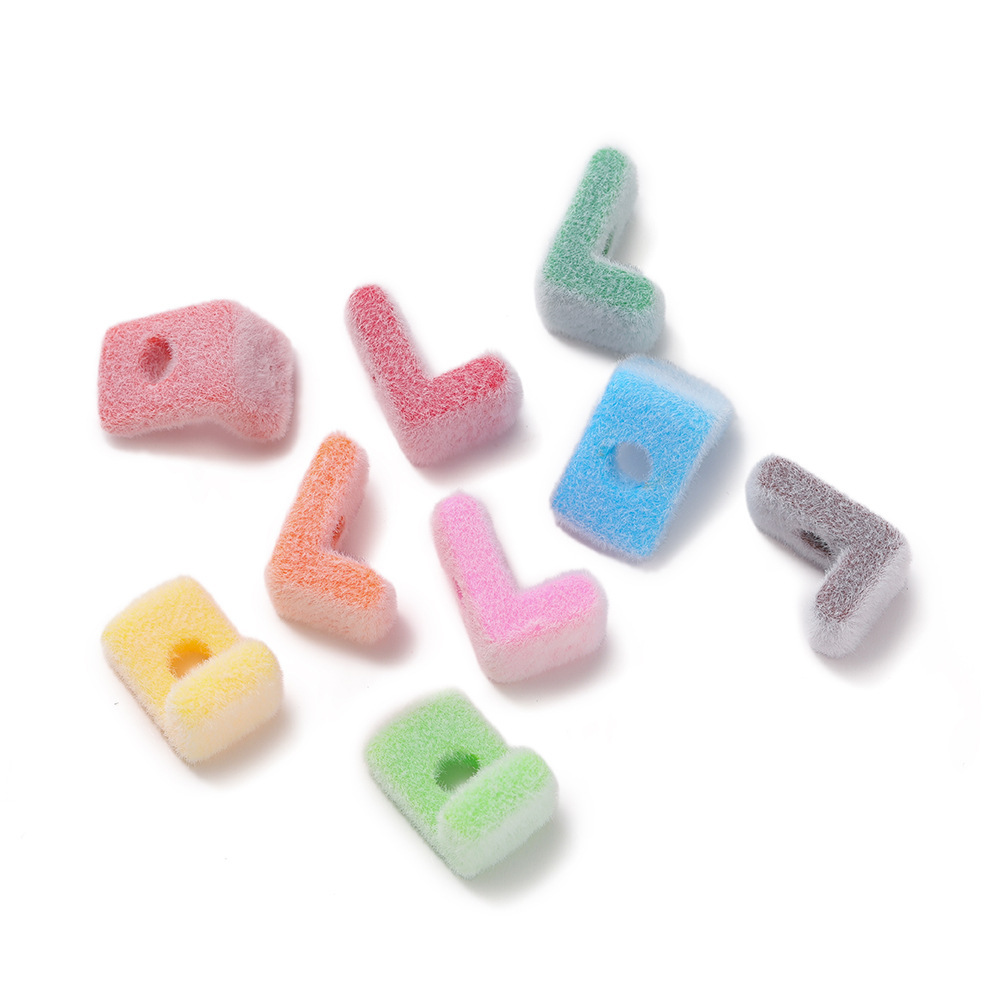 12:Acrylic flocked letter large hole bead - l
