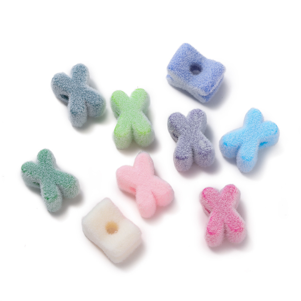 24:Acrylic flocked letter large hole bead - x