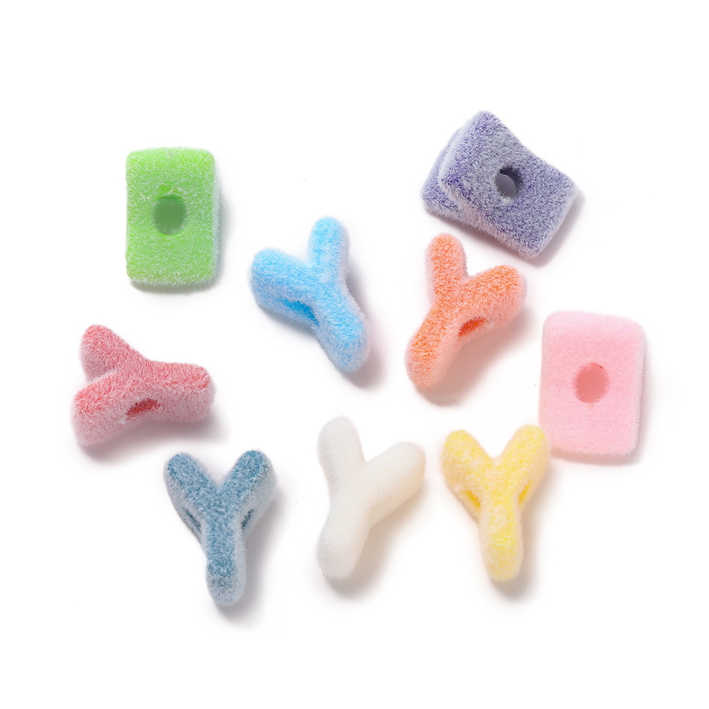 25:Acrylic flocked letter beads - large hole - y