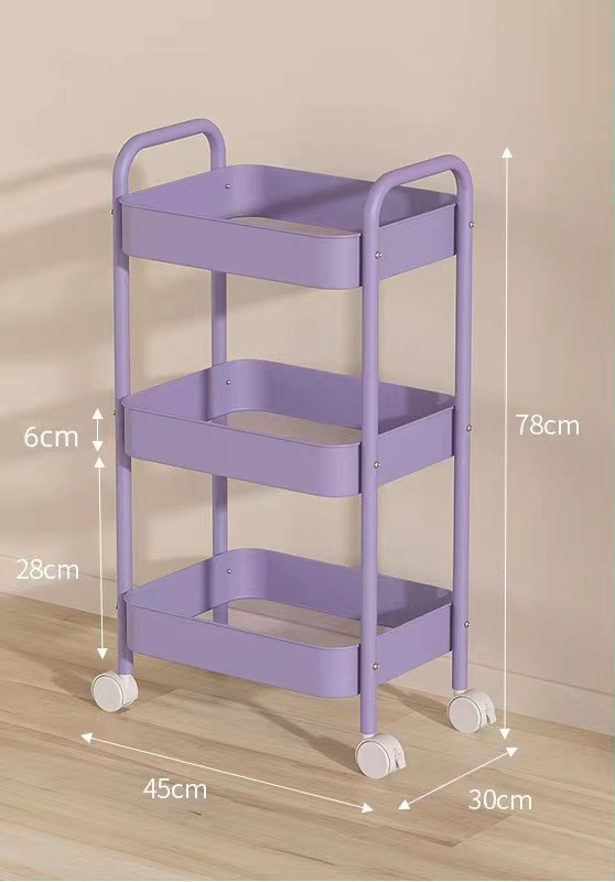 Carbon Steel* Three-Tier Upgraded Taro Purple Pole Shelving Unit