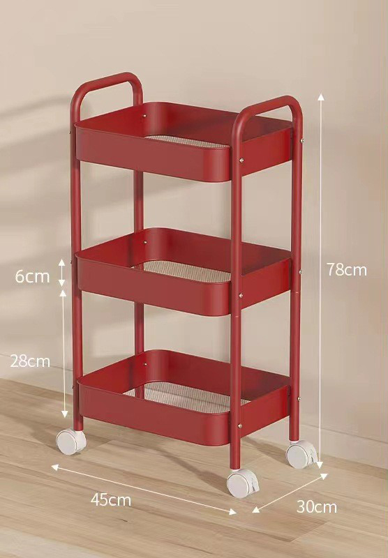 Carbon Steel* Three-Tier Upgraded Red Shelving Unit