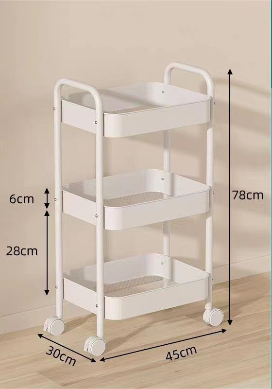 Carbon Steel* Three-Tier Upgraded White Shelving Unit