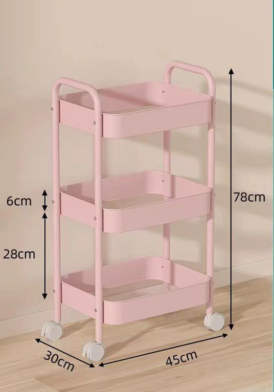 Carbon Steel* 3-Tier Upgraded Pink Shelving Unit for Girls