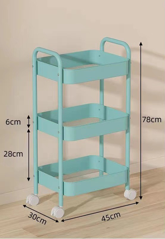 Carbon Steel* Three-Tier Upgraded Blue Shelving Unit