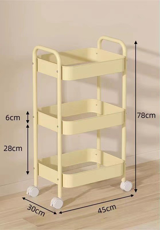 Carbon Steel* Three-Tier Upgraded Cream-Colored Shelving Unit
