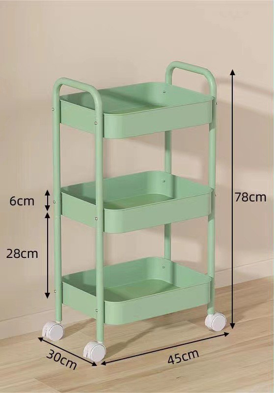 Carbon Steel* Three-Tier Upgraded Matcha Green Shelving Unit