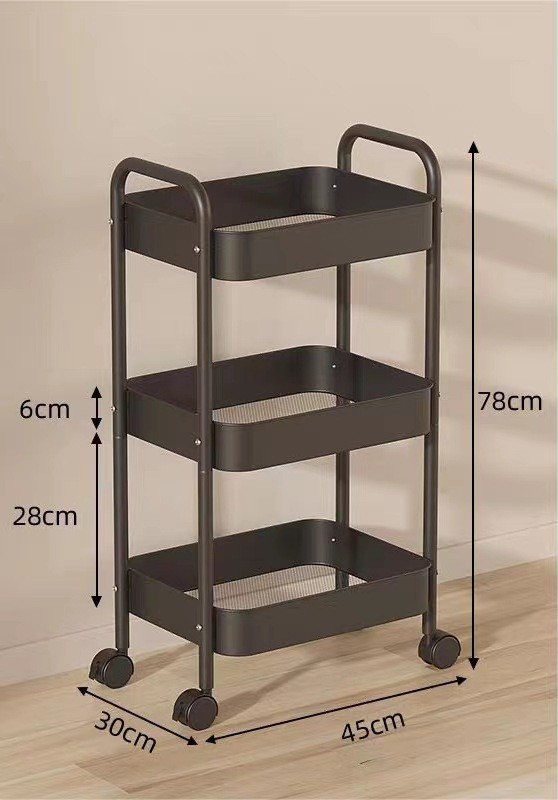 Carbon Steel* Three-Tier Upgraded Black Shelving Unit