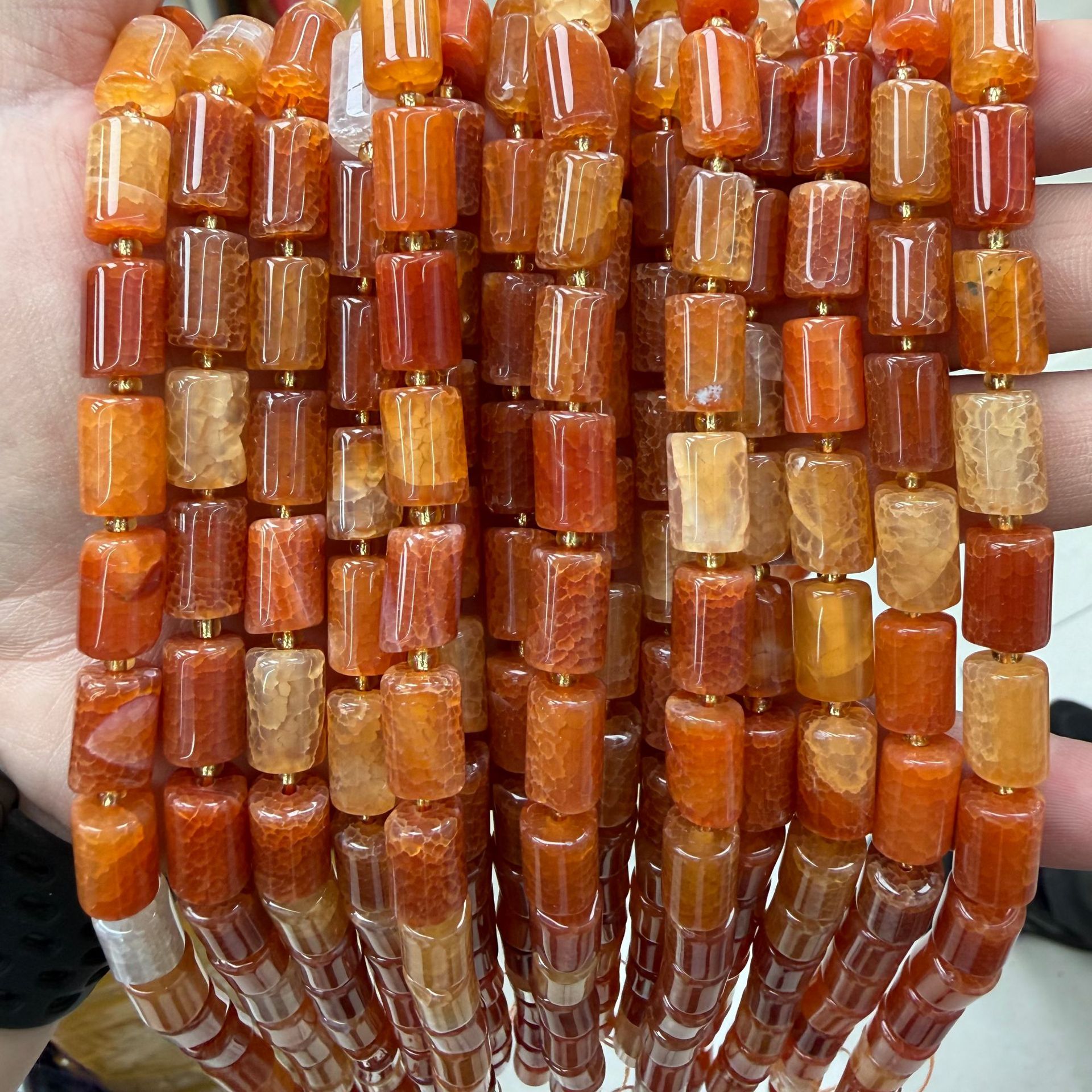 3 Red crackled agate