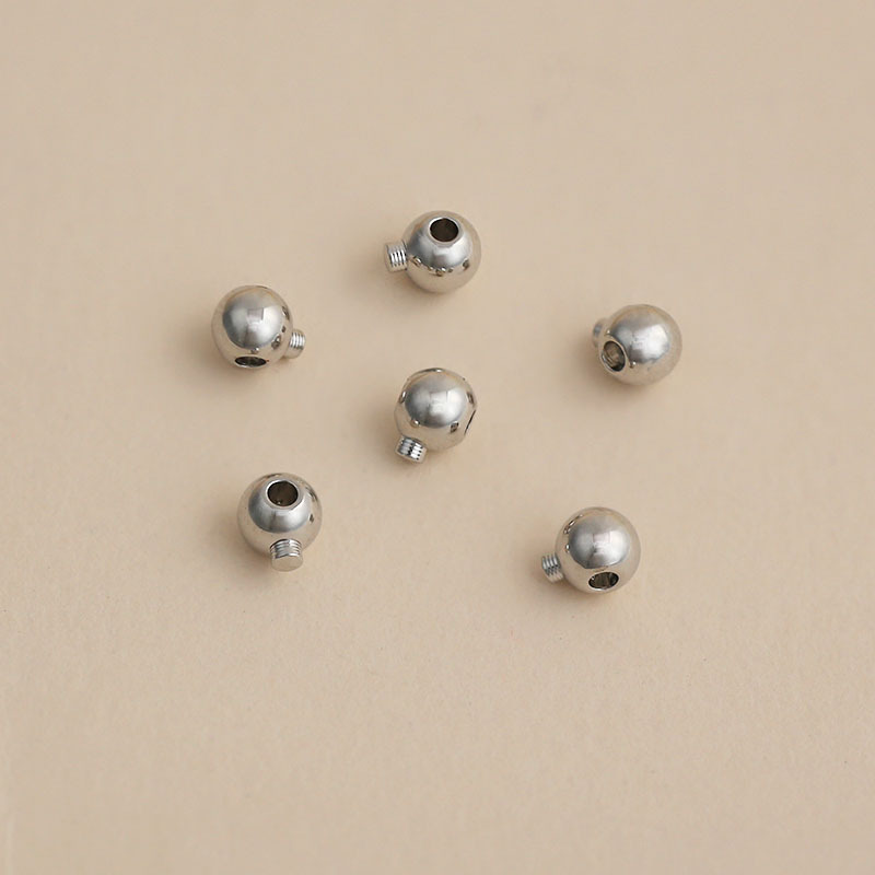 8:White gold electroplated color-preserving [diameter 3.0mm × hole diameter 0.9mm round thread positioning buckle] 1 piece
