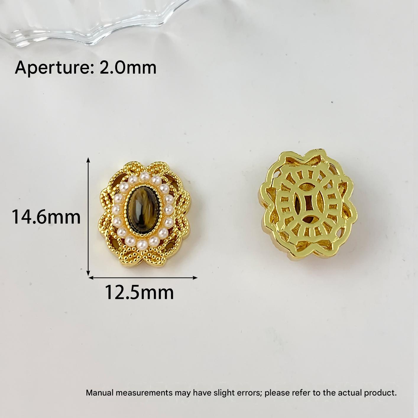 Cz507 oval vintage pearl beaded gold