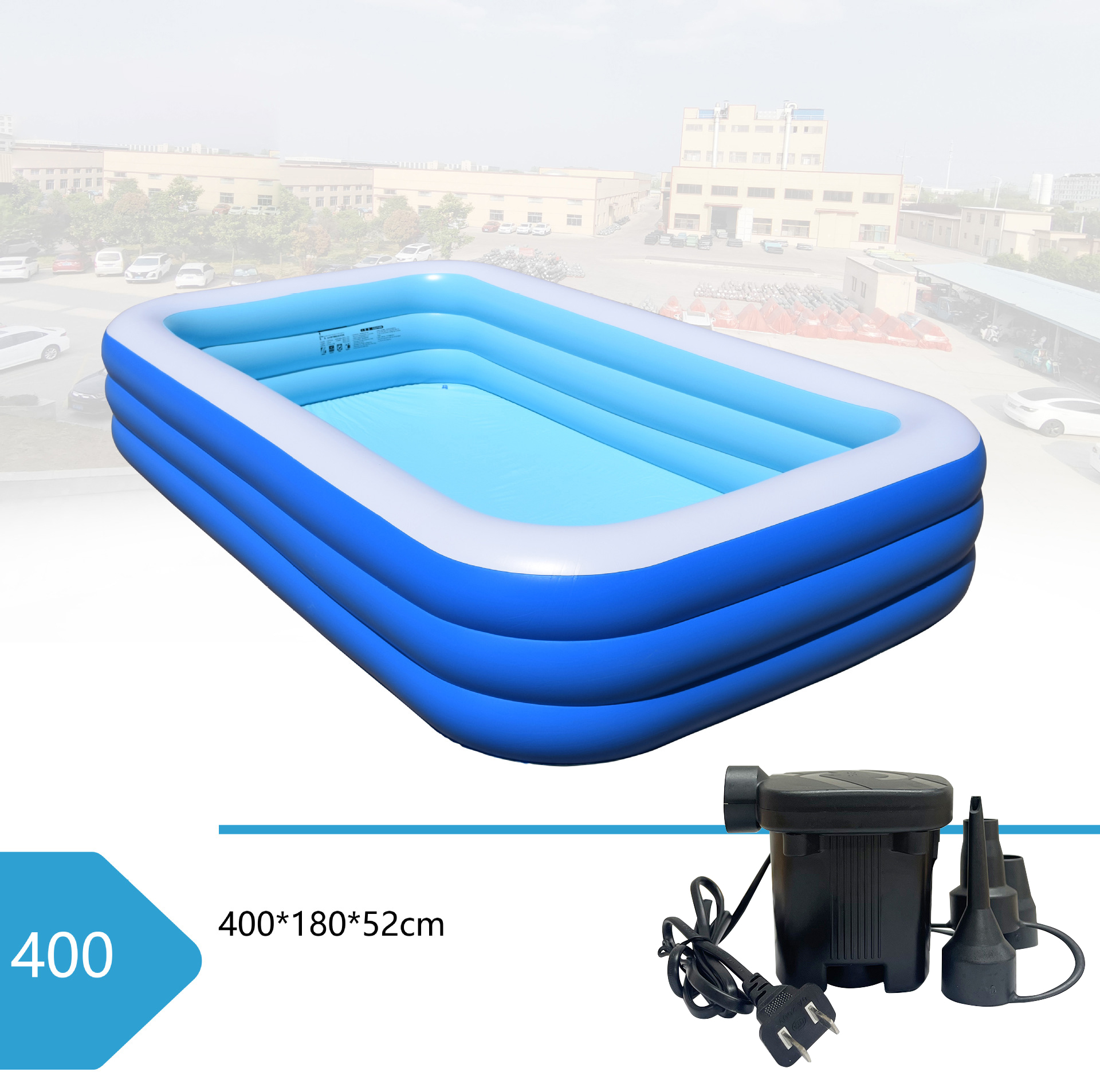 400 blue and white three-layer pool flat bottom [pe bag]